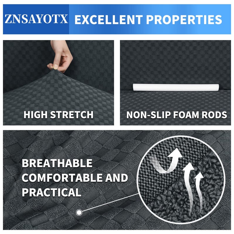 ZNSAYOTX 1 Piece Jacquard Chair Slipcovers for Living Room High Stretch Chair Covers with Arms Anti Slip Pets Friendly Couch Sofa Armchair Cover Furniture Protector (Chair, Dark Grey) - Image 4
